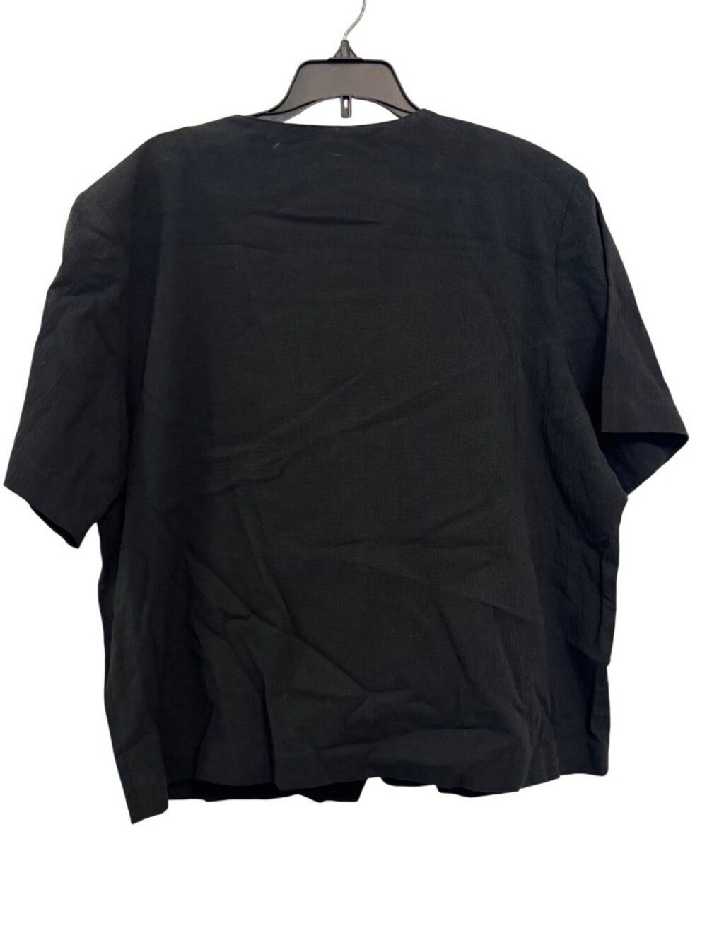 Drapers & Damons Black Button-Up Short Sleeve Top PL NWOT - Picture 3 of 7